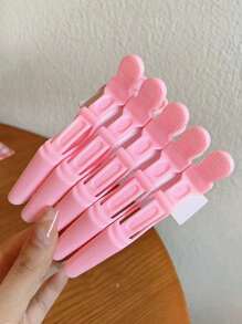 Set mit 6 süßen rosa Styling-Haarclip - 12 cm x 4,3 cm, Aufteilen & Make-up Entfernen - strapazierfähiger Kunststoff, Vintage Design für Haare & Schönheit, Krokodilclips