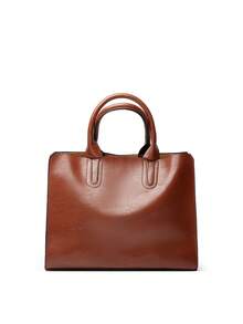 Women's Handbag, Vintage Handbag, Casual Large Crossbody Bag, Women's Shoulder Bag, Equipped With A Long Strap, Suitable For Party Shopping, Simple Style Brown.