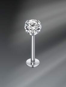 CIZME 16G 6/8/10/12mm Titanium Steel Stud Earrings, Lip Rings, Flat Back Earrings, Nose Rings, Cartilage Hoops, Lip Rings, CZ Stud Earrings For Women & Men - Silver - View 14