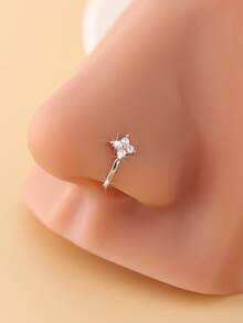 1 件迷你四叶草 U 形假鼻环，适合女性鼻环，无穿孔，适合青少年女孩 - 生日/情人节/圣诞节送给她的精美礼物