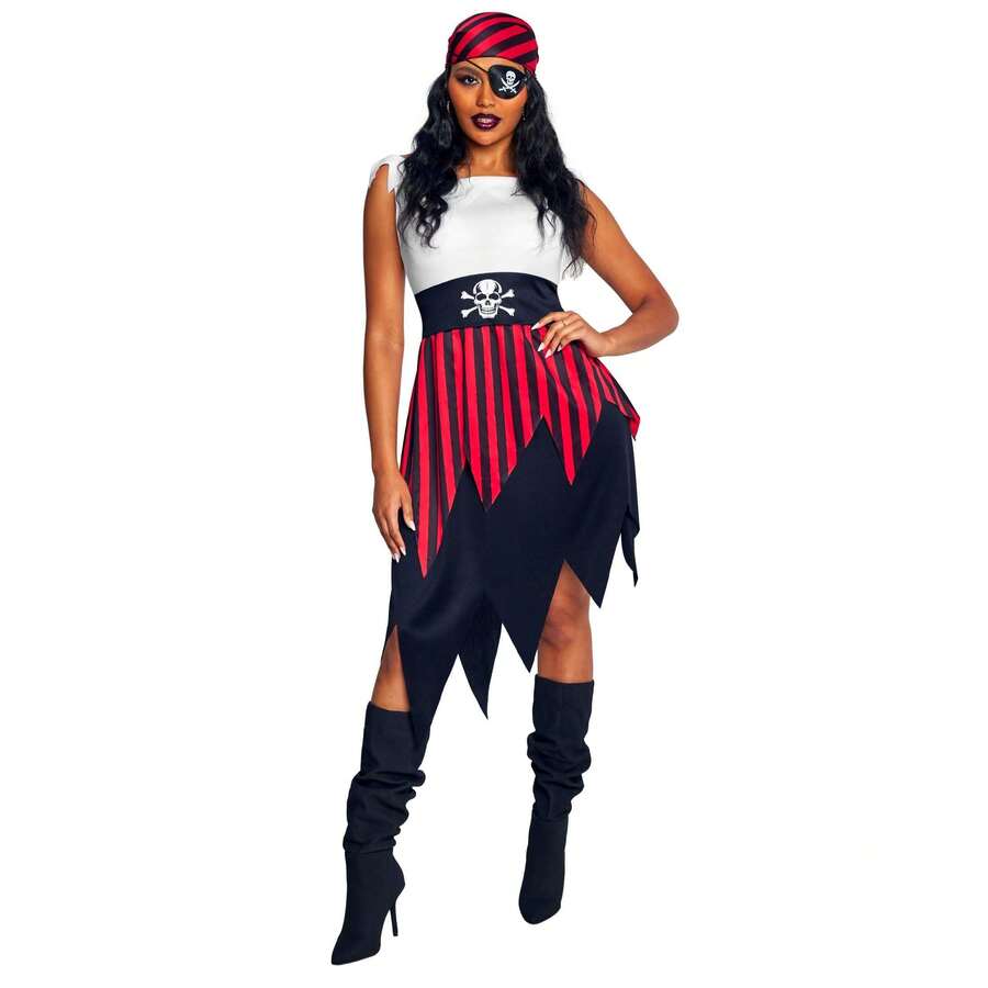 Morph Costumes Authentic Pirate Off-The-Shoulder Dress & Bandana - Fun Fancy Dress Costume For Women - Perfect For Halloween & Themed Parties - Multicolor - View 1