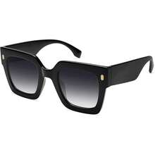 anteojos de sol cuadradas de gran tamaño para mujer, estilo retro y de lujo, protección UV400 - Marco negro - Ver 2