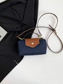 Elegant Solid Color Mini Handbag With Adjustable Shoulder Strap, Ideal Gift Bag For Parties, Galas, Formal Dinners/Banquets, Suitable For Pairing With Party Dresses, Ball Gowns, Also Suitable For University/College Classrooms, Holidays, Outdoor Activities, Travel, Sports Venues, Especially Suitable For Women, Girls, College Students - Navy Blue - View 9