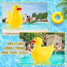 2 Pack 4 Feet Giant Inflatable Duck Huge Rubber Duck Large Blow Up Duck Inflatable Duck Pool Float Summer Beach Swimming Pool Party Dration Middle Finger - Yellow - View 5