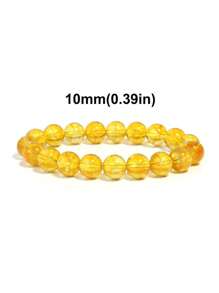 1pc Citrine Stretch Beaded Bracelet, Yellow Crystal Bracelet For Abundance, Luck, Wealth, Energy Healing Jewelry Gift 6mm 8mm 10mm