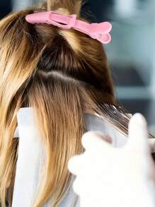 Set mit 6 süßen rosa Styling-Haarclip - 12 cm x 4,3 cm, Aufteilen & Make-up Entfernen - strapazierfähiger Kunststoff, Vintage Design für Haare & Schönheit, Krokodilclips