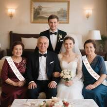 新娘和新郎母亲玫瑰金箔腰带，白色单身派对腰带，适用于新娘送礼会订婚用品礼品婚礼配饰 - 彩色 - 查看 5