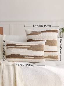 1 件波西米亚风格抽象几何刺绣羊羔绒抱枕套，适合室内装饰，四季流苏装饰枕套，不含枕芯 - 彩色 - 查看 4