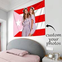 1pc Customizable Personalized Tapestry, Can Add Photos And Text, Suitable For Birthday, Wedding, Halloween, Christmas, Party, Father's/Mother's Day, Home Decor, Bedroom Decoration, Dorm Decor And Back To School - Multicolor - View 5