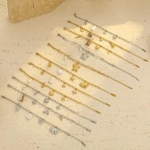 1pc Beaded Ocean Style Stainless Steel Layered Bracelet For Women - Multicolor - View 9