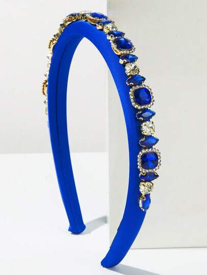 1pc Vintage High Quality Solid Color Fabric Padded Headband For Women, Elegant Rhinestone Decor For Party, Formal Occasions, Lovely Hair Accessory Hairband Hair Hoop Head Accessories