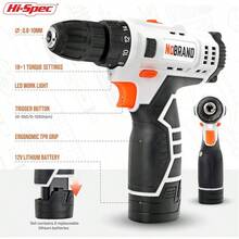 HiSpec Household Tool Kit Set With 12V Cordl Drill Electric Screwdriver Versatile DIY Tool Kit For Home Impment Repairs Maintenance Renovation Fixes And Projects - 1Battery - View 3