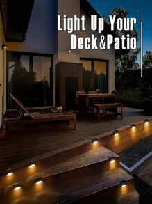 8 Pack Solar Deck Lights Outdoor Solar Step Lights Led Solar Lights For Outdoor Stairs, Step, Fence, Yard, Patio, Tap Lights, And Pathway