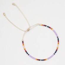 1PC Summer Bohemian Leisure Vacation Style Random Mixed Color Bead Bracelet, INS Colored Fine Rice Bead Adjustable Bracelet, Stackable Summer Beach Couple/Best Friend Bracelet, Suitable For Daily Commuting, Festival Party, Beach Travel, Best Gift For Family And Friends, Summer Gift, Vacation Gift