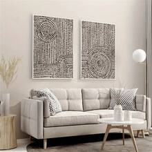 1/2 件米色和黑色抽象墙面艺术装饰海报现代简约波西米亚大地色调帆布印刷时尚画作适用于客厅卧室家庭办公室宿舍装饰墙面背景设计画带框/无框 - 彩色 - 查看 6