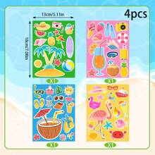 4pcs Summer Party Hawaii Pineapple & Ice Cream Stickers, DIY Party Decorations