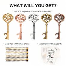 10/30/50 PCS Quà tặng đám cưới Móc mở chai chìa khóa, Quà tặng tiệc cô dâu có thẻ cảm ơn và dây chuyền, Quà tặng tiệc em bé cho khách hoặc quà lưu niệm cho khách số lượng lớn - Nhiều màu - Xem 4