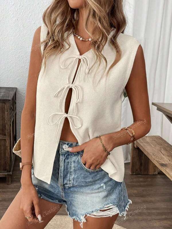 Dames Casual Vetersluiting Vest Trui