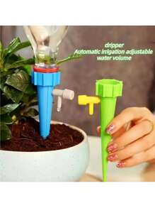 20pcs Automatic Flower Watering Device - Drippers With Self-Spraying Nozzle, Adjustable Plant Watering, Slow Release Control Valve Switch For Outdoor And Vacation Plant Watering, Random Color