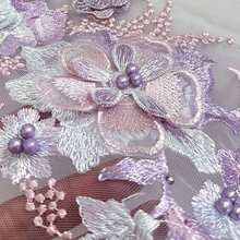 3D花朵串珠蕾丝面料贴花刺绣缝纫补丁适用于婚礼晚礼服服装补丁剪贴簿