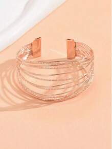 Pulsera de mujer de múltiples capas con línea cruzada, joyería de brazalete ancho ajustable de moda para adolescentes