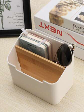 1 boîte de rangement multifonctionnelle avec télécommande, boîte de rangement de bureau, boîte de rangement pour le salon, étui à crayons, boîte de rangement multifonctionnelle, fournitures de bureau, boîte de rangement et d'organisation de bureau, conteneur domestique, maquillage, boîte de rangement de câble de chargement, ménage, boîte de rangement pour maquillage, accessoires de bureau, rangement domestique de bureau et tiroir, convient pour la chambre, le salon, le bureau, les fournitures de bureau ménagères