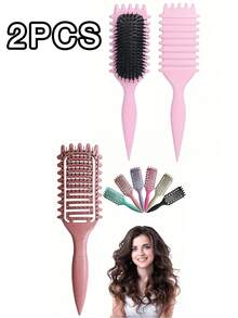 2025 最新款野猪鬃毛卷发造型梳，男女适用 - 顺发、定型、防毛躁，符合人体工学设计，方便携带，适用于沙龙/家居/美容必需品