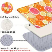 1 件夏季新鲜橙子和柠檬片水果印花门垫，柔软防滑吸水可机洗矩形短绒地毯，家居装饰地毯，适用于浴室、卧室、厨房、洗衣房 - 彩色 - 查看 10
