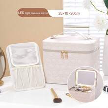 NetHong Makeup Bag With LED Mirror Vanity Case Beauty Box Make Up Travel Cosmetic Bag UK,Storage Drawers,Jewellery Organiser,Beauty Products - Circle Weave - View 13