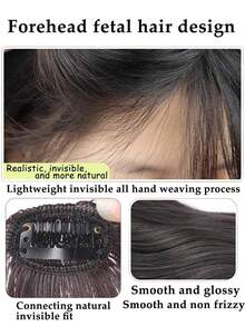 8 英寸合成假发，带中侧刘海、无缝法式斜刘海