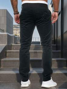 SANOPY Mens Jeans Skinny Stretch Premium High Rise Jeans Expandable Waist - màu đen - Xem 2