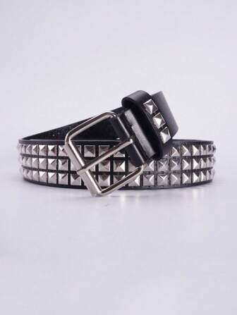 Metal Punk Rock Rivet Belt Punk PU Leather Belt Threads Studded Goth Belt With Pyramid Studs For Women Men Casual, Business, Boyfriend Husband Father Dad Men Gift, Daily Wear, Fashion, Teen, Outdoor, Vacation, Athletic, Travel, Street, Boho, Vintage Fall, Autumn, Halloween Autumn-Winter Accessories,Suitable For Teens, Youth,Men,Casual, Outdoor, Athletic, Vacation, Graduation Gifts, Birthday, Daily Wear