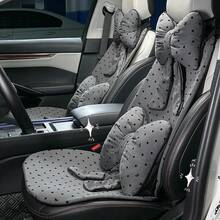 Easypie Selection 四季通用汽车座椅垫，波点蝴蝶结设计，透气舒适，时尚奢华，驾驶座垫，优雅精致的风格，展现独特的女性魅力 - 灰色 - 查看 10
