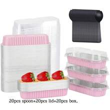 Mini Bread Pan With Lid And Spoon, Rectangular Foil Baking Tray, Mini Cheesecake Container, Multi-Function High Capacity Pastry Box For Baking, Cheese, Sweet Potato, Sushi, Desserts - Ideal For Home, Restaurant, Kitchen, Parties, Weddings, Graduations, Christmas, Halloween, Easter, Thanksgiving, Valentine's Day - Multicolor - View 16