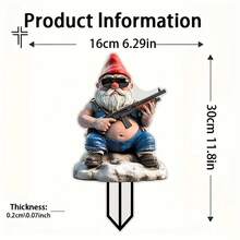 [2D Flat] 1pc Gnome With Gun Acrylic Yard Sign - 6.29" X 11.8" Outdoor Decorative Garden Stake, Perfect Father'S Day Gift For Family And Friends, No Battery Needed, Floor-Mounted Art Deco Style, Outdoor Decoration | Whimsical Garden Decor | Durable Plastic Sign, Yard Decor - Multicolor - View 3
