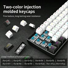 60% 有线游戏机械键盘，61 键 RGB 灯光效果，USB 连接，小巧便捷的办公电脑键盘，适合笔记本和 PC 游戏玩家作为机械键盘以及键盘和鼠标套装 - 彩色 - 查看 8