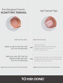 150片短方形按压式脚趾甲片，棕色法式软胶甲片，适合DIY美甲，简约百搭，15种尺寸，女士美甲用品 - 棕色 - 查看 9