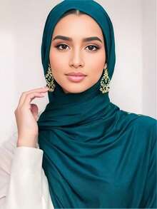 1pc Elegant Solid Color Scarf, All Season - Mercerized Cotton Headscarf - View 6
