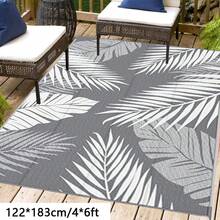 户外地毯 - 防水露台地毯垫户外地毯垫可翻转塑料草编户外地毯适用于房车露营野餐海滩阳台后院泳池甲板门廊农舍 - 灰色和白色 - 查看 15