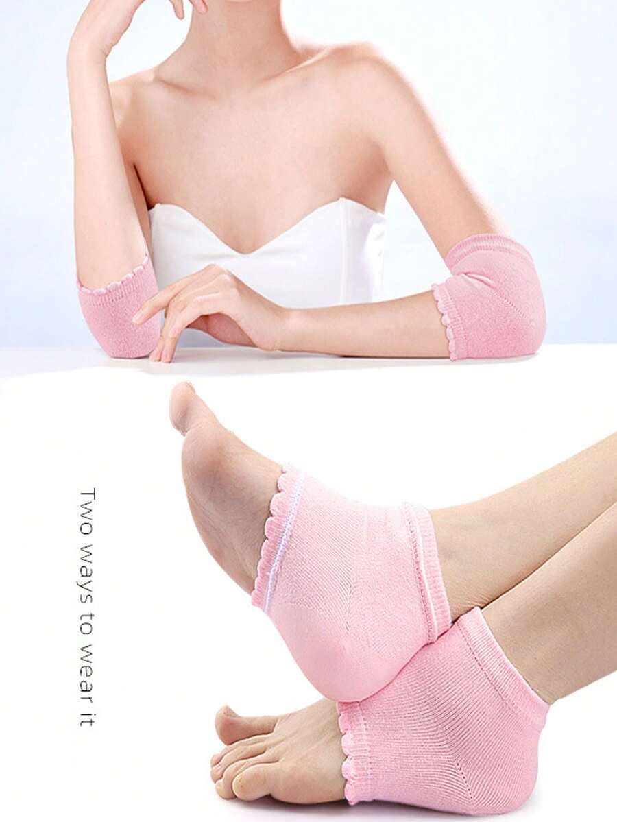 1 对硅胶干裂肘套，足部和手部护理，干裂肘部保护器，保湿，肘部和脚跟两用 - 彩色 - 查看 1