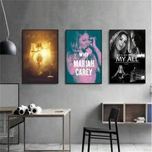 1 件可选框架海报墙艺术流行美国女歌手玛丽亚·凯莉海报卡通流行海报纸防水高清卧室入口家居生活，墙壁艺术带框架 - 彩色 - 查看 3