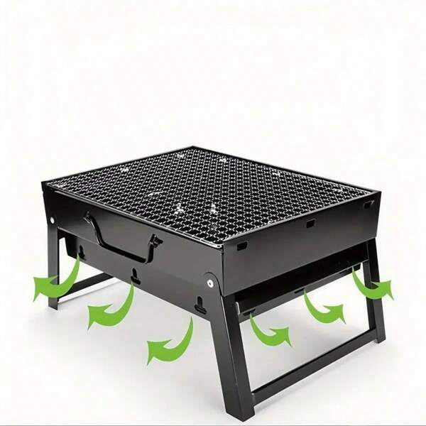 Portable, Foldable BBQ Grill With Handle, Perfect For Outdoor Camping And BBQ Barbecue.