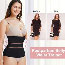 Kumayes Waist Trainer For Women Tummy Control Girdle Band Waist Cincher Body Shaper Postpartum Recovery Belt - Black - View 5