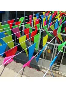 100pcs/Set 164ft Pennant Bunting Flags, Durable Outdoor Party Festival Decor For Weddings, Parties, Sports Events, Malls, Indoor Holiday And Garden Activities, With Easy Hanging String - Multicolor - View 9