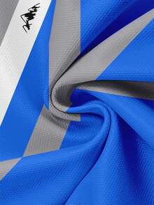 加大码男士条纹T恤 - 短袖，圆领，柔软涤纶面料，透气吸湿，适合夏季休闲或运动穿着。 - 彩色 - 查看 4