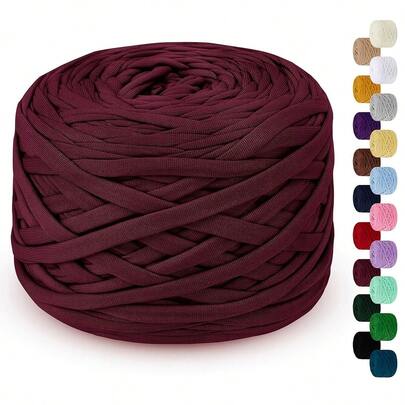 1pc 285g T-Shirt Yarn Ufilato Grosso Ncinetto Polyester Woven Fabric Knitting Yarn Crochet,DIY Yarn For Hand Knitting Elastic Fabric Crochet Cloth T Shirt Yarn, Tshirt Fabric Yarn For Beginners Cloth Yarn,Making Purses, Basket And Pocket Purse,