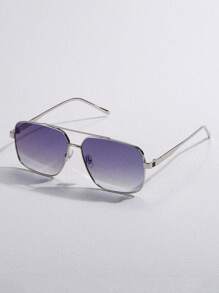 1pc Men's Multicolor Metal Square Casual Business Decorative Fashion Glasses, Suitable For Daily Wear