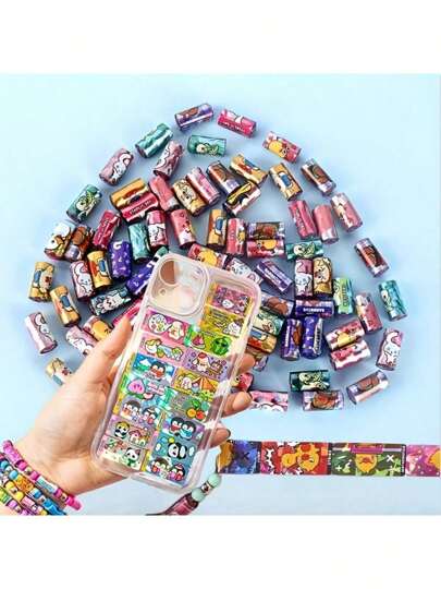 10/20 Rolls Interesting Bracelet Accessories DIY Sticker Beads, With Holes Can Be Used As Jewelry Accessories, Rich Patterns Decorative Stickers, Random Mixed Colors