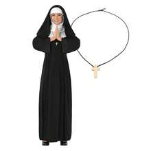 Morph Costumes Fun Shack Women's Nun Costume - High-Quality Fancy Dress Outfit With Headdress & Cross Necklace For Halloween & Themed Parties - Black - View 5