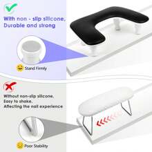 Professional U-Shaped Nail Tech Hand Rest - Adjustable Ergonomic Arm Cushion With Anti-Slip Base, Pink PU Leather Manicurist Support For Salon, Home & Mobile Nail Services